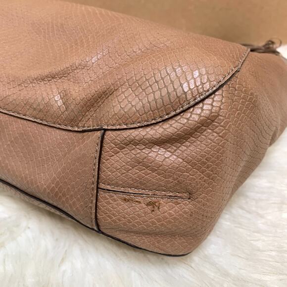 MICHAEL KORS Large N/S Top Zip MEGAN Hobo Dark Dune Snake-Embossed Leather - Picture 15 of 16